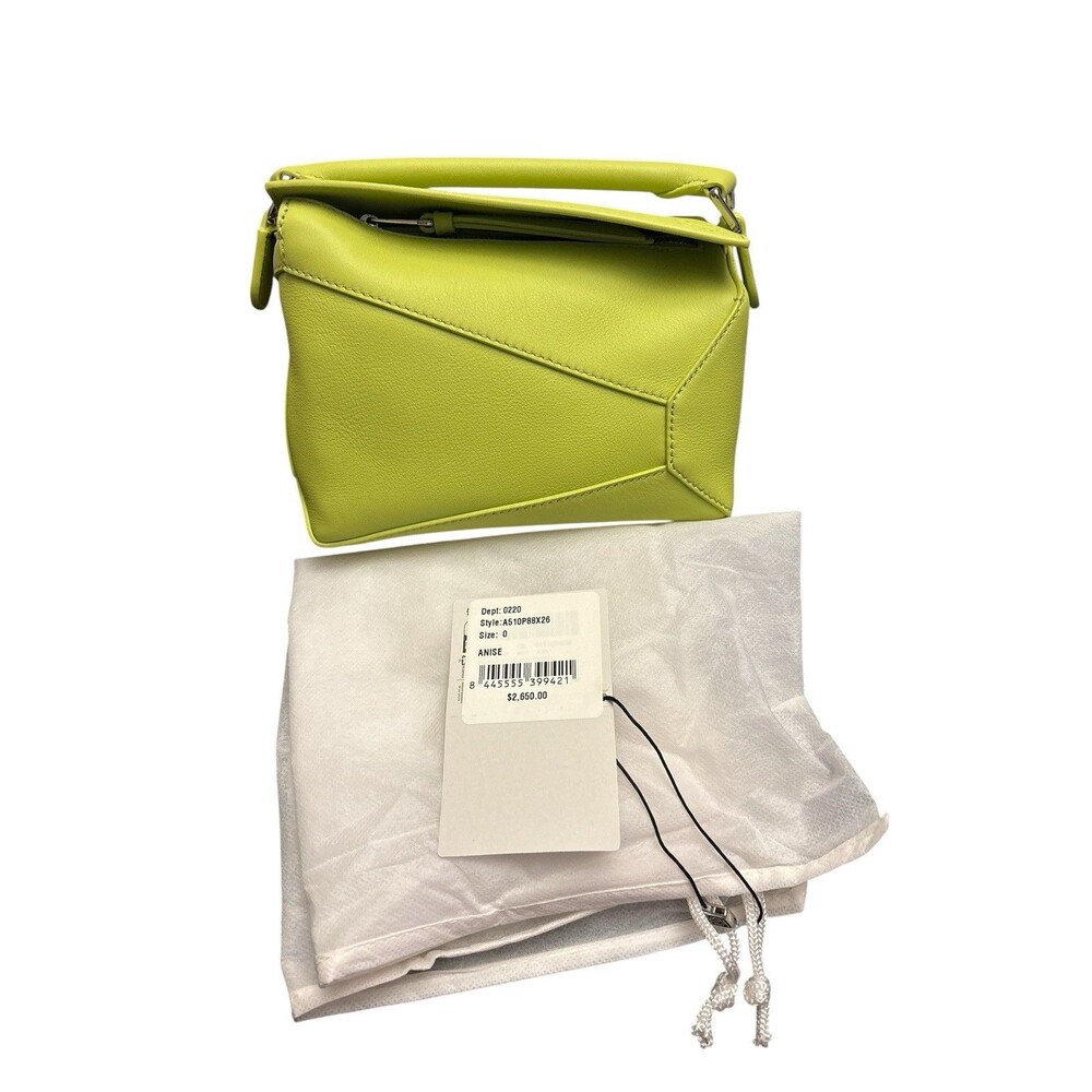Loewe Mini Puzzle Edge Leather Shoulder Bag Anise Green New Authentic